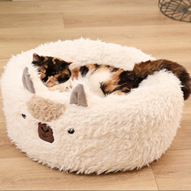 Cozy Paws - 2 in 1 Plush Alpaca Design Cat Bed