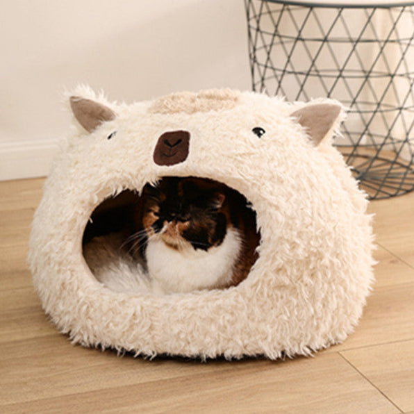 Cozy Paws - 2 in 1 Plush Alpaca Design Cat Bed