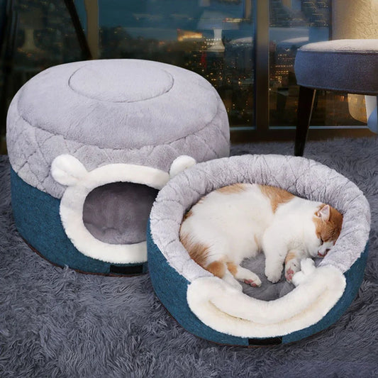 Nap Nest - 2 in 1 Cozy Enclosed Cat Bed