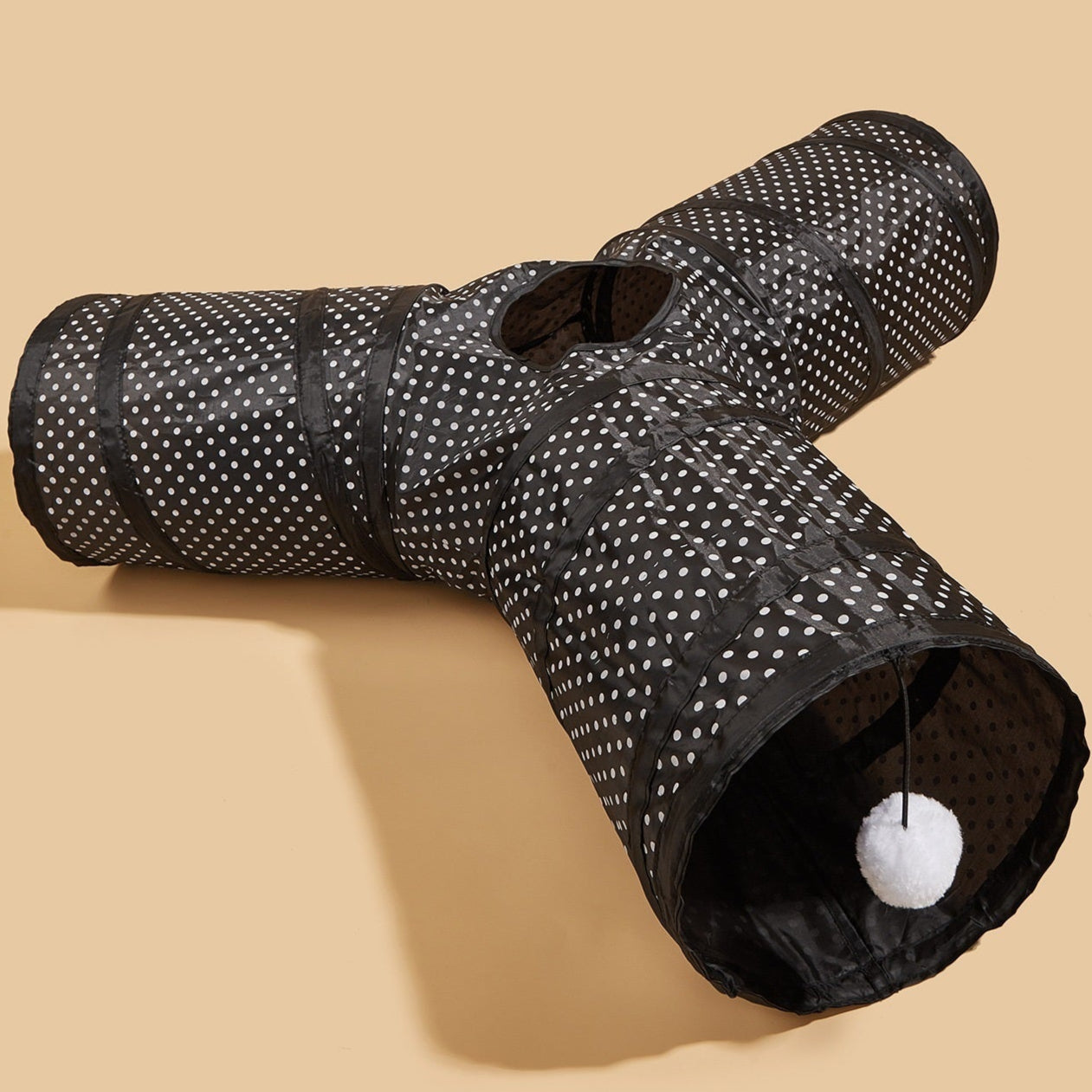 Pounce Tube - 3 Way Collapsible Cat Tunnel with Interactive Ball Toy
