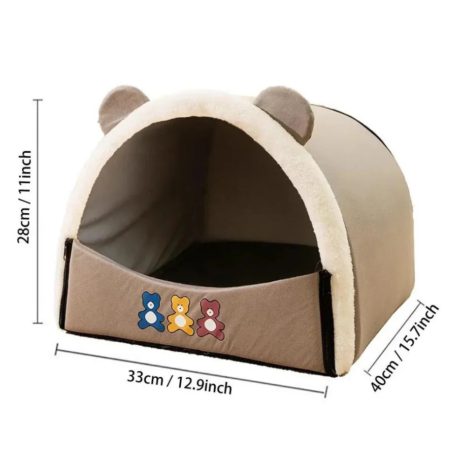 Feline Retreat - Cozy & Warm Enclosed Plush Dog Bed