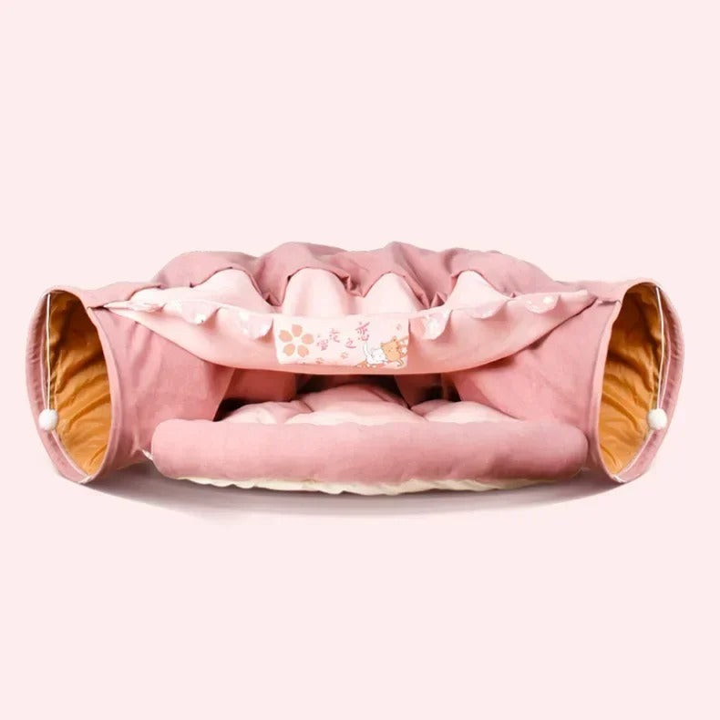 Tunnel Haven - Interactive Cat Tunnel & Plush Cat Bed