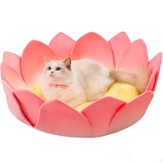 Lotus Bliss - Flower Petal Cozy Cat Bed with Memory Foam