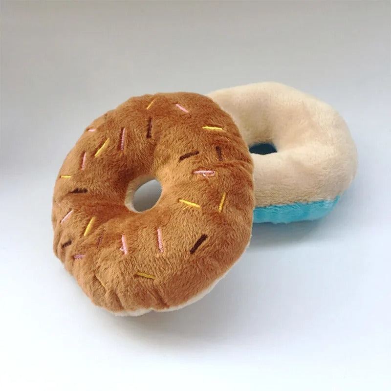 Paw Plush – Soft Squeaky Donut Dog Toy for Interactive Play