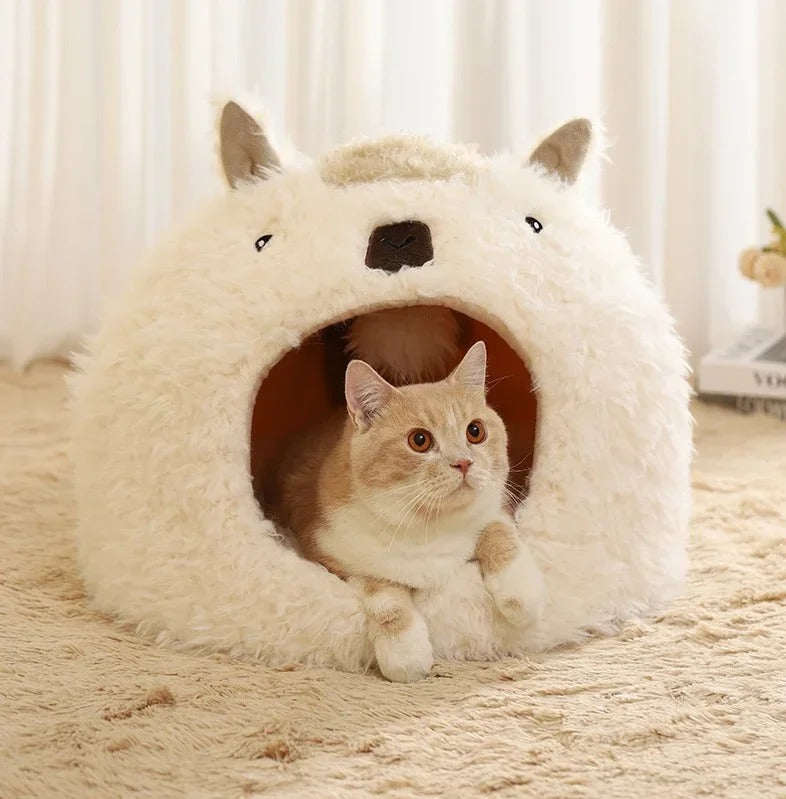 Cozy Paws - 2 in 1 Plush Alpaca Design Cat Bed