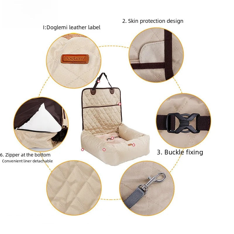 Cozy Ride - Pet Car Seat Protection Cushion | Plush & Quilted