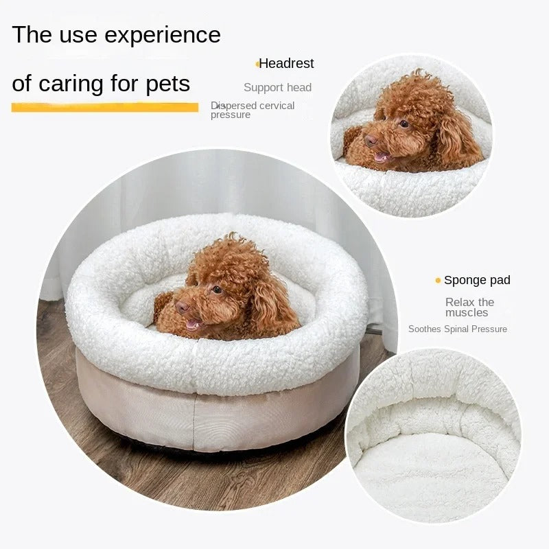 Cozy Haven - Lambs Wool Plush Cat Bed