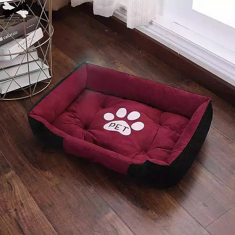 Calm Nest - Plush Dog Bed with Paw Print