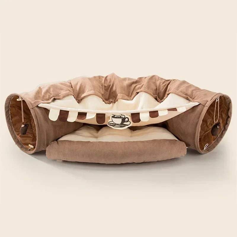 Tunnel Haven - Interactive Cat Tunnel & Plush Cat Bed
