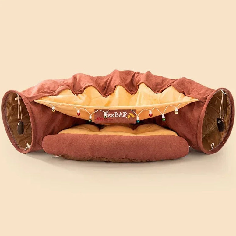 Tunnel Haven - Interactive Cat Tunnel & Plush Cat Bed