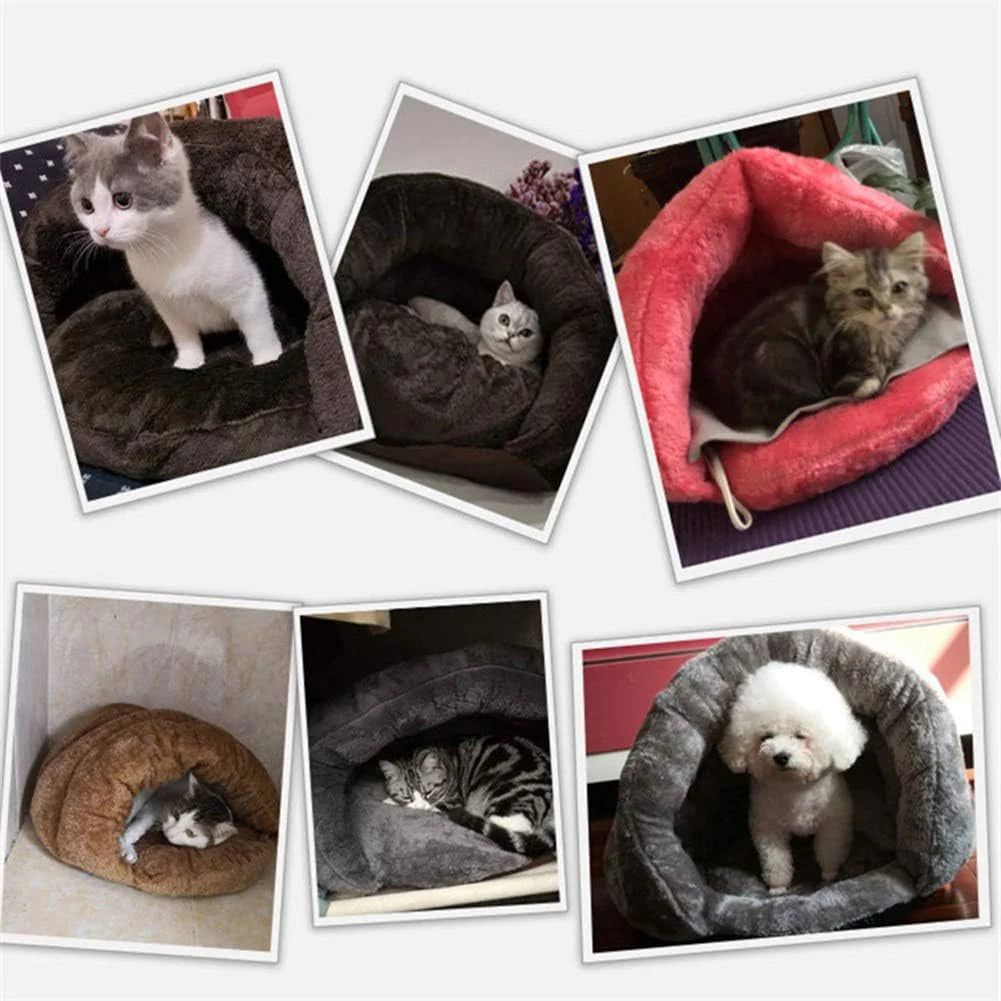 Velvet Haven - Luxurious Enclosed Cat Bed