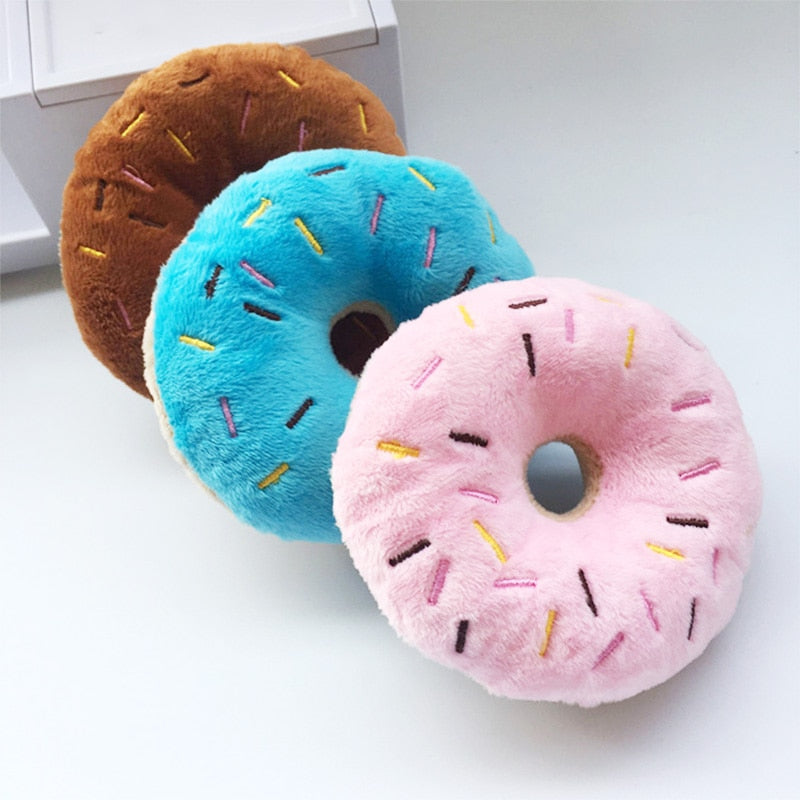 Paw Plush – Soft Squeaky Donut Dog Toy for Interactive Play