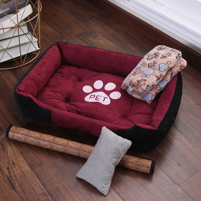 Calm Nest - Plush Dog Bed with Paw Print