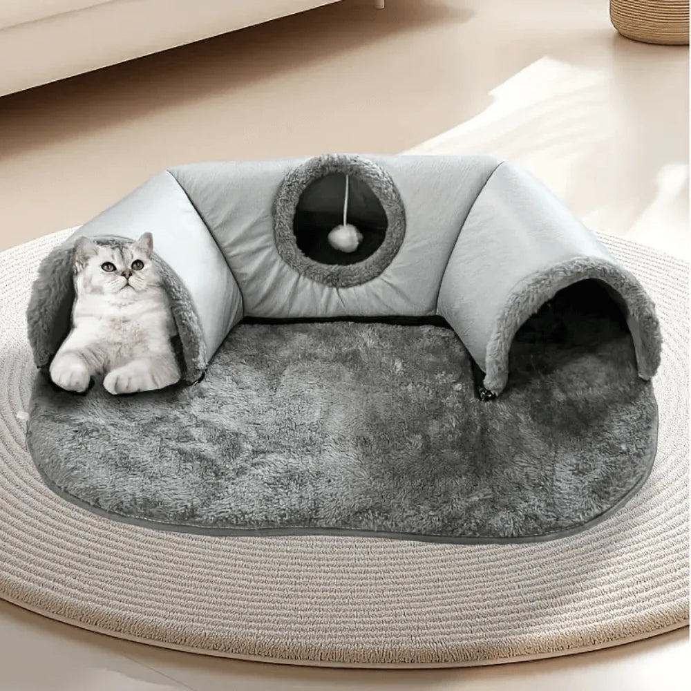 Whisker Tunnel - 3 in 1 Interactive Cat Tunnel Bed