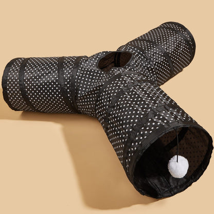 Pounce Tube - 3 Way Collapsible Cat Tunnel with Interactive Ball Toy