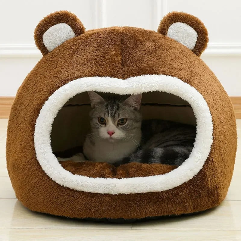 Snuggle Haven - Plush Enclosed Cat Bed