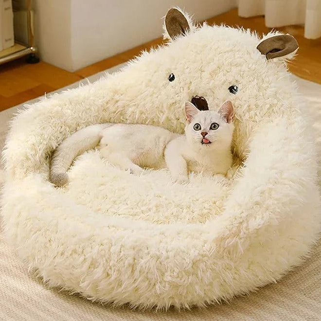 Fluffy Retreat - Fluffy Cat & Dog Bed for Ultimate Relaxation