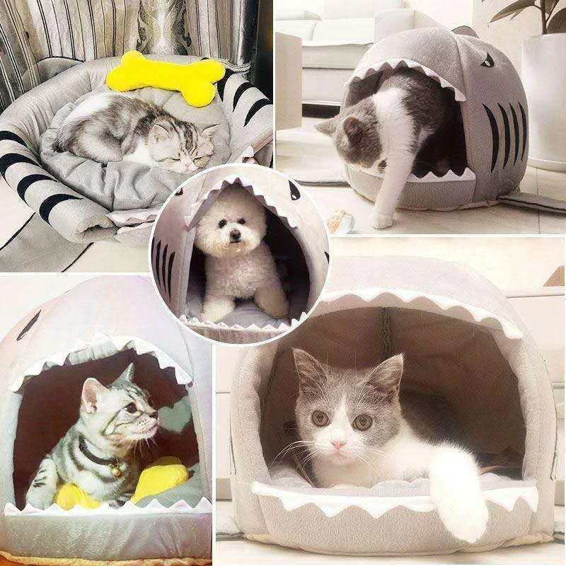 Shark Cove - 2 in 1 Cozy Pet Cave Bed