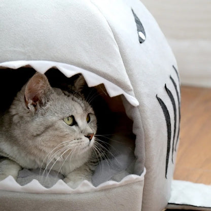 Shark Cove - 2 in 1 Cozy Pet Cave Bed