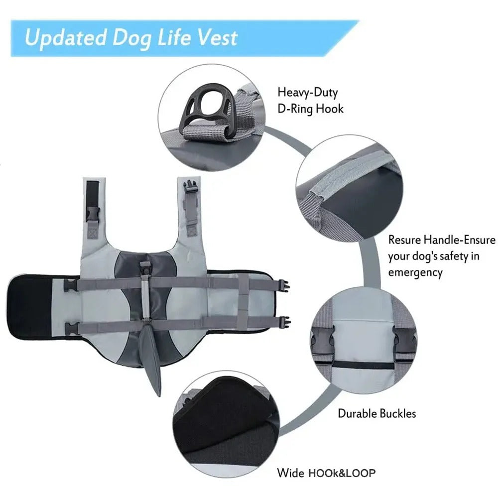 Aqua Guard - Dog Life Jacket with Fins