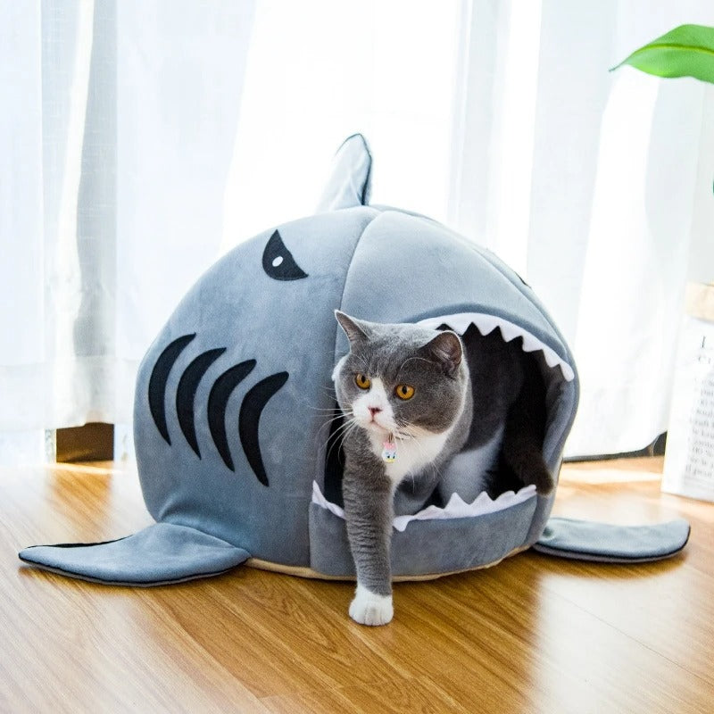 Shark Cove - 2 in 1 Cozy Pet Cave Bed
