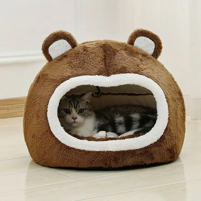 Snuggle Haven - Plush Enclosed Cat Bed