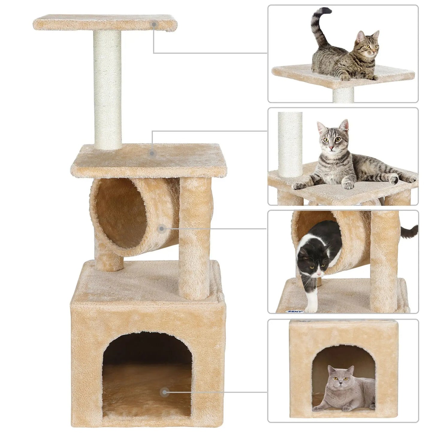 Purr Tower - Cat Condo with Scratching Post