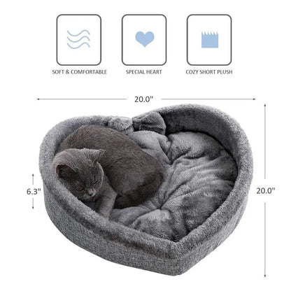 Heart Nest - Cozy Heart Cat Bed for Valentines Day