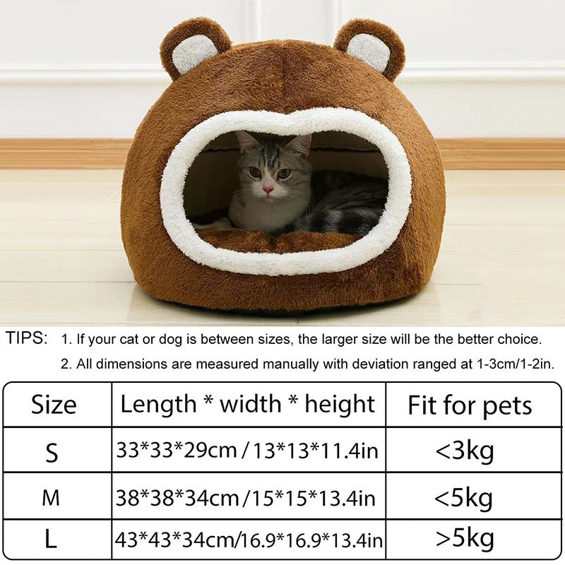 Snuggle Haven - Plush Enclosed Cat Bed