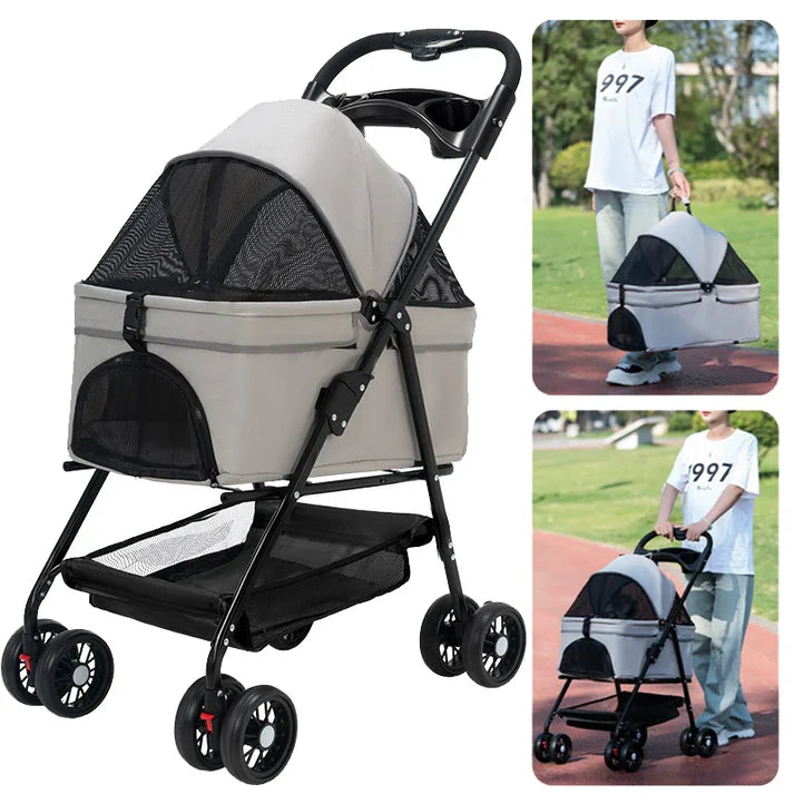 Pet Glide - Foldable 4 Wheel Pet Stroller